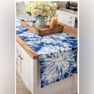 Blossoms Without End – Indigo Batik Statement Table Runner BA22
